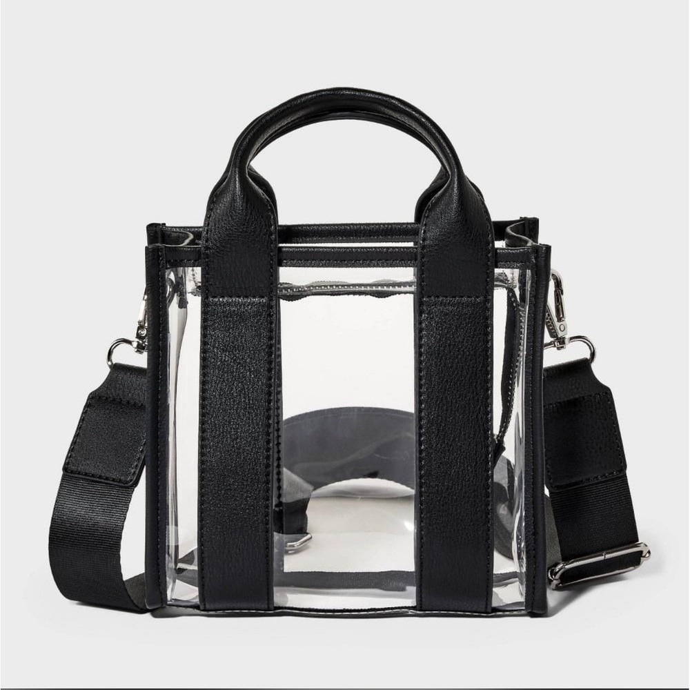 Wild Fable Clear Mini Tote‎ Bag Women Small Black Stadium Approved Crossbody NWT